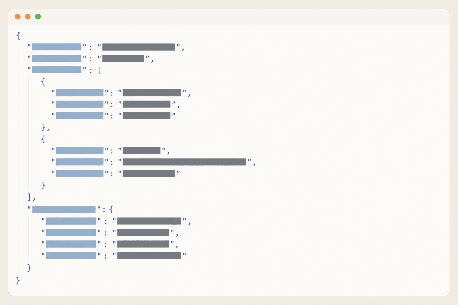 A syntax-highlighted JSON code block